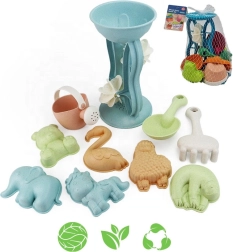 Woopie Green set écologique pour le sable avec moulin et arrosoir, 10 pièces