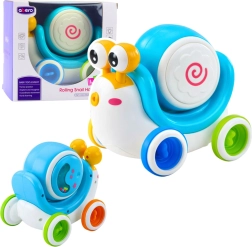 Escargot interactif roulant avec tambour musical et effets lumineux – bleu