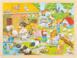 Puzzle en bois Goki Zoo d'enfants 48 pièces