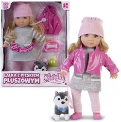Poupée Natalia avec petit chien en peluche 35 cm