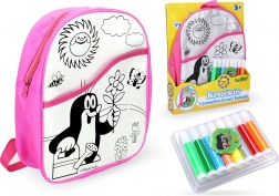 Sac à dos à colorier Rose avec la Petite Taupe, 30 cm et 8 feutres