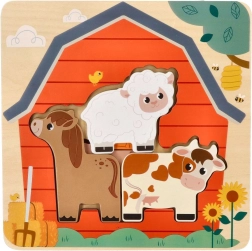 Puzzle en bois à couches – animaux de la ferme