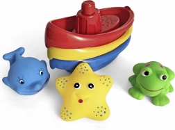 Bateaux avec petits animaux pour le bain