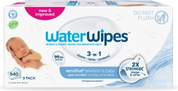 WaterWipes lingettes humides pour nouveau-nés et enfants 3-en-1, 9 × 60 pièces