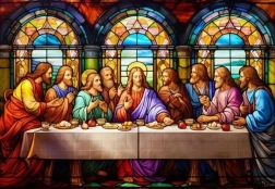 Peinture diamant vitrail de la Cène 80 × 40 cm