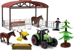 Set de jeu avec tracteur et enclos pour chevaux