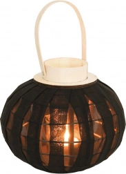 Lanterne noire en bois pour bougie 22 cm