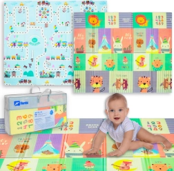 Humbi tapis en mousse pliable réversible pour enfants 180 × 150 × 1 cm avec animaux et routes