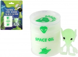 Slime lumineux avec extraterrestre en baril 6 cm