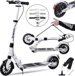 Grande trottinette urbaine pliable avec suspension et freins jusqu’à 100 kg – Blanc