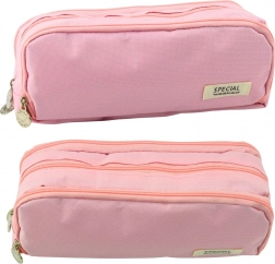 Trousse scolaire rose à deux compartiments