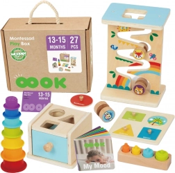 woopie green boîte montessori 6 en 1 set éducatif en bois pour enfants 13–15 mois