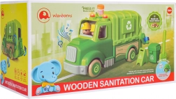 Camion poubelle en bois avec lumières et sons