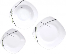 Service de table en porcelaine pour 6 personnes, 18 pièces, carré