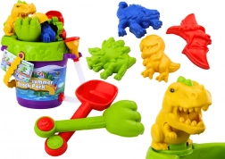 Set de sable pour enfants dinosaures – seau avec douche, arrosoir et moules