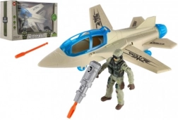 Set militaire avion de chasse et soldat avec accessoires, ensemble de jeu en plastique