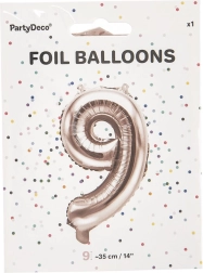 Ballon en aluminium chiffre 9 rose nacré 35 cm