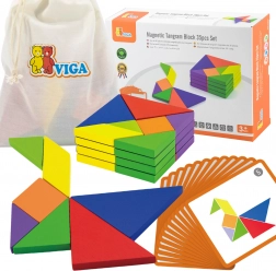 Tangram en bois VIGA avec cartes – puzzle éducatif en bois certifié FSC