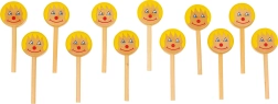 Sucettes en bois joyeuses 12 pcs