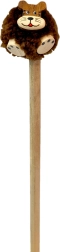Crayon en bois avec petit lion à crinière duveteuse