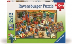 Ravensburger puzzle Magie de Noël à l’usine de jouets 2x12 pièces