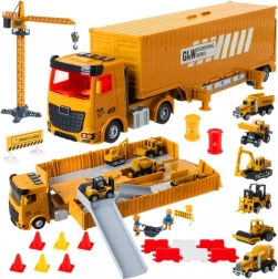 Camion de chantier avec grue et accessoires – grand set TIR pour enfants