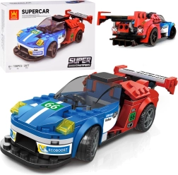 Kit de construction technique voiture de sport bleu‑rouge 138 pièces