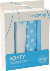 Couches en tissu coton imprimées 70 × 70 cm, lot de 4, turquoise-blanc