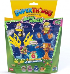 SuperThings Neon Power lot de collection 6 figurines avec exosquelettes