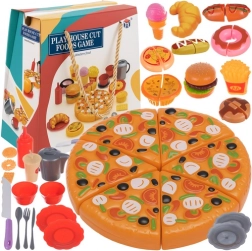 Set de restauration rapide pour enfants avec pizza à scratch, burger et accessoires, 42 pièces