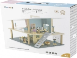 Maison de poupées en bois pour les vacances avec terrasse