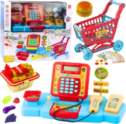 Set de jeu pour enfants caisse, panier et aliments avec effets