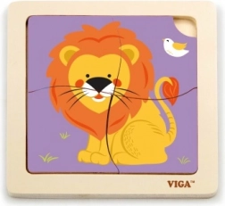 Puzzle en bois lion 4 pièces