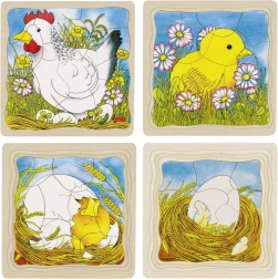 Puzzle évolutif en bois Poule GOKI