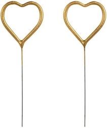 Feux de Bengale en forme de cœur dorés 16,5 cm - 2 pièces