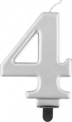 Bougie d’anniversaire argentée chiffre 4