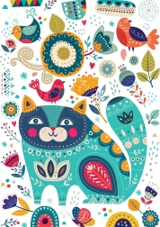 Puzzle chat et oiseaux 1000 pièces