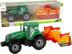 Tracteur vert avec cultivateur orange – ensemble à inertie pour enfants