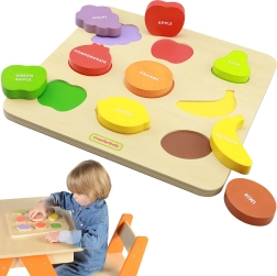Masterkidz Trieur de Formes en Bois Fruits Colorés Montessori