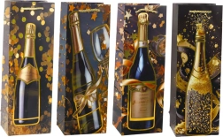 Sac cadeau en papier pour bouteille de champagne 35 × 12 × 9 cm
