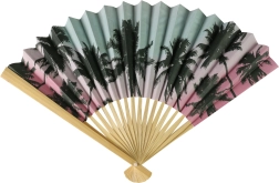 Éventail décoratif avec palmiers