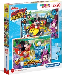 Clementoni puzzle Mickey et les bolides 2×20 pièces