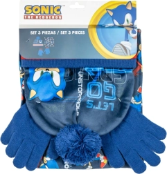 Ensemble d’hiver pour enfants SONIC – bonnet à pompon, gants et tour de cou
