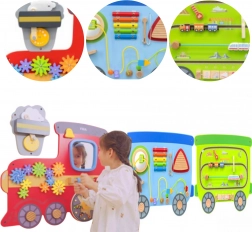 Panneau d’activités mural en bois en forme de train VIGA