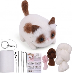 Kit créatif de feutrage à l’aiguille – chaton brun‑blanc