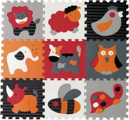 Puzzle en mousse animaux gris et rouge 30 × 30