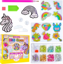 kit de diamond painting avec licorne et arc-en-ciel