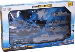 Porte-avions avec catapulte et sous-marin