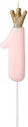 Bougie d’anniversaire rose pour gâteau avec couronne