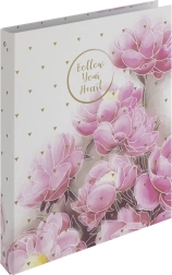 Classeur A4 laminé, 4 anneaux, Magnolia romantique